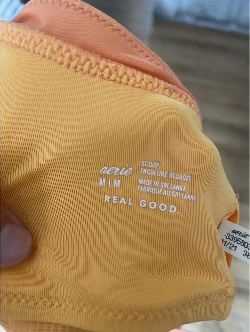 Aerie Real Good Scoop Bikini high cut Swimsuit Set Peach orange Yellow Size M